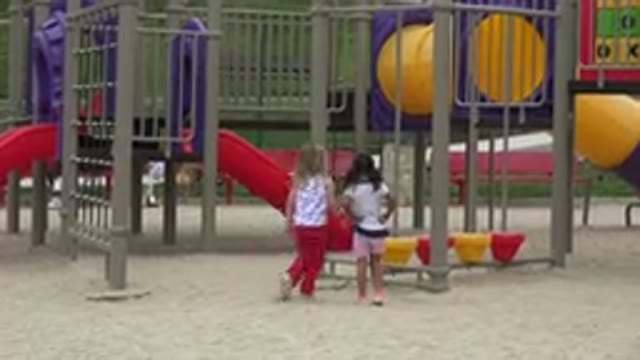 SAN JOSE DEL CABO MEXICO-2019: Children Playground With Two Girls Starting To Play