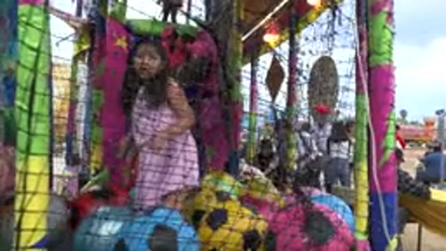 SAN JOSE DEL CABO MEXICO-2019: Various Colorful Balls Inside A Trampoline