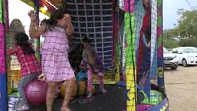SAN JOSE DEL CABO MEXICO-2019: Kids Jumping On The Trampoline And Having Fun
