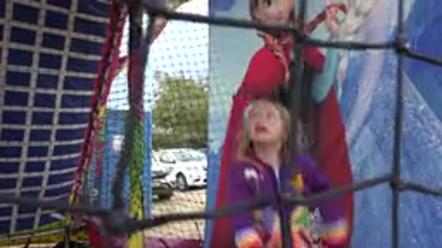 SAN JOSE DEL CABO MEXICO-2019: Child Bouncing On Trampoline Inside Playground