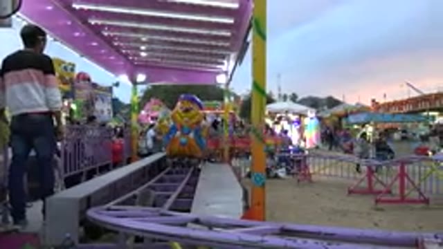 SAN JOSE DEL CABO MEXICO-2019: View Of Yellow And Blue Character Roller Coaster