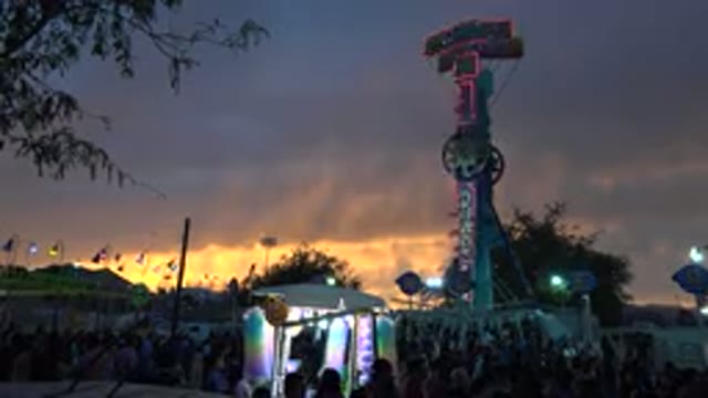 SAN JOSE DEL CABO MEXICO-2019: Theme Park Ride Lights Up