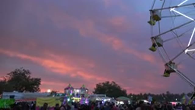 SAN JOSE DEL CABO MEXICO-2019: Crowd Gathered At Carnival During Sunset Near