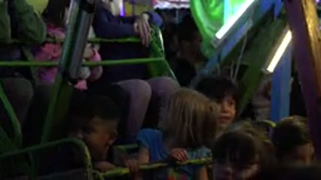 SAN JOSE DEL CABO MEXICO-2019: Small Children Inside Moving Pirate Ship Ride At