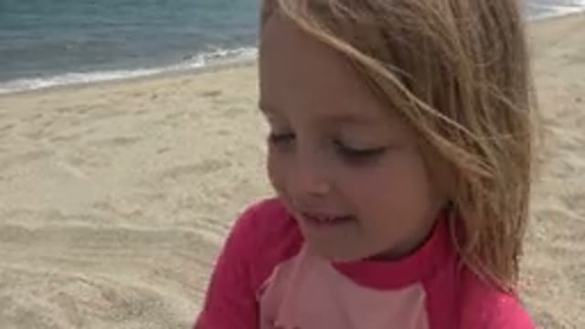 SAN JOSE DEL CABO MEXICO-2019: On A Sunny Day Little Blonde-Haired Girl Plays At