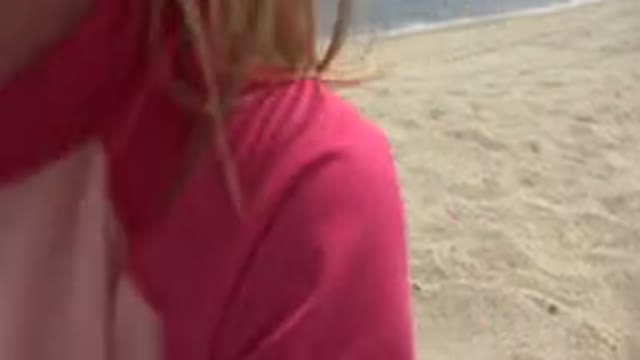 SAN JOSE DEL CABO MEXICO-2019: A Young White Girl Playing On A Beach