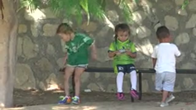 SAN JOSE DEL CABO MEXICO-2019: Cute Kids Enjoying Their Time In The Shade After