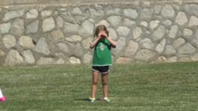 SAN JOSE DEL CABO MEXICO-2019: Little Blond Child On A Green Soccer Field