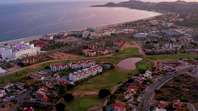 SAN JOSE DEL CABO MEXICO-2021: Coastal Golf Course with Beach and Residential Buildings