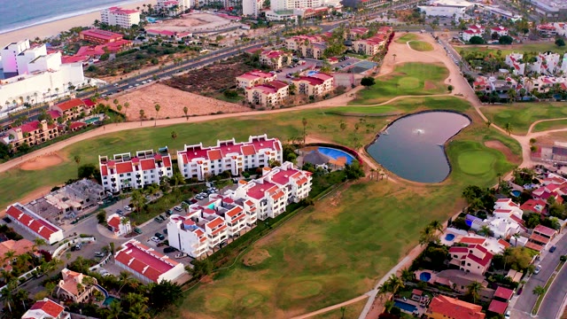 SAN JOSE DEL CABO MEXICO-2021: Residential Area with Golf Course and Pond