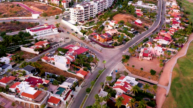 SAN JOSE DEL CABO MEXICO-2021: Residential Neighborhood with Red-tiled Roofs and Winding Roads