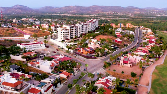 SAN JOSE DEL CABO MEXICO-2021: Residential Neighborhood with Moving Traffic