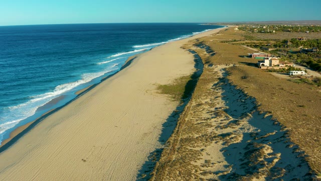 TODOS SANTOS BCS MEXICO-2021: Sandy Beach with Dune Water Channels and Ocean Waves