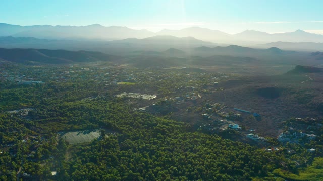 TODOS SANTOS BCS MEXICO-2021: Forested Valley and Distant Mountains in Sunlight
