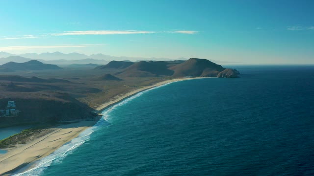 TODOS SANTOS BCS MEXICO-2021: Coastal Beach with Rolling Waves and Distant Hills