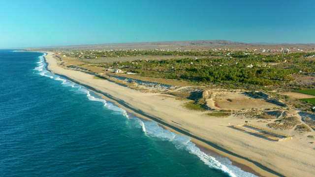 TODOS SANTOS BCS MEXICO-2021: Waves Rolling Along Sandy Beach Coastline