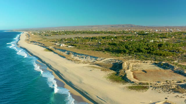 TODOS SANTOS BCS MEXICO-2021: Beach and Ocean Coastline with Flying Bird