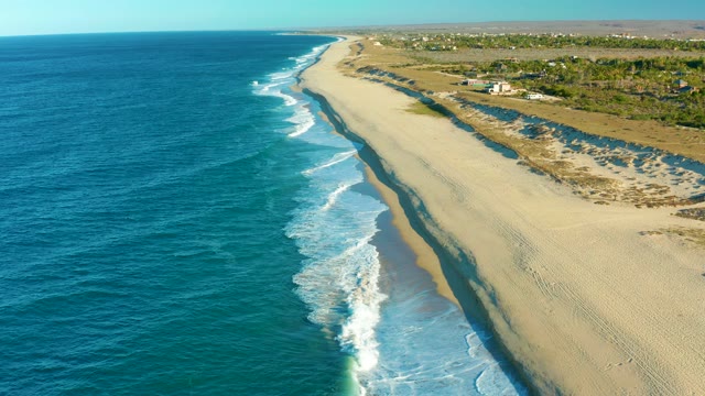 TODOS SANTOS BCS MEXICO-2021: Waves Rolling Onto a Sandy Coastal Shore