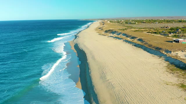 TODOS SANTOS BCS MEXICO-2021: Waves Rolling Onto Sandy Beach From Above