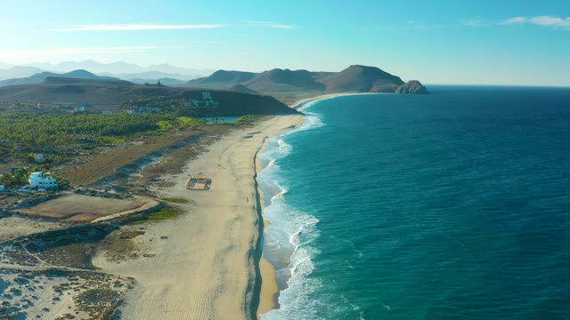TODOS SANTOS BCS MEXICO-2021: Waves Rolling Along Sandy Beach Coastline