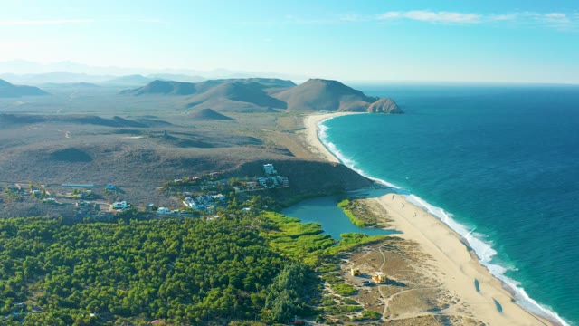 TODOS SANTOS BCS MEXICO-2021: Coastal Shoreline with Sandy Beach and Forested Hills