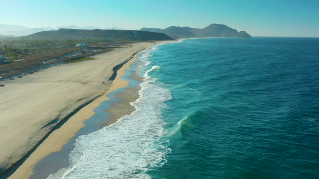 TODOS SANTOS BCS MEXICO-2021: Sandy Beach with Ocean Waves Rolling In