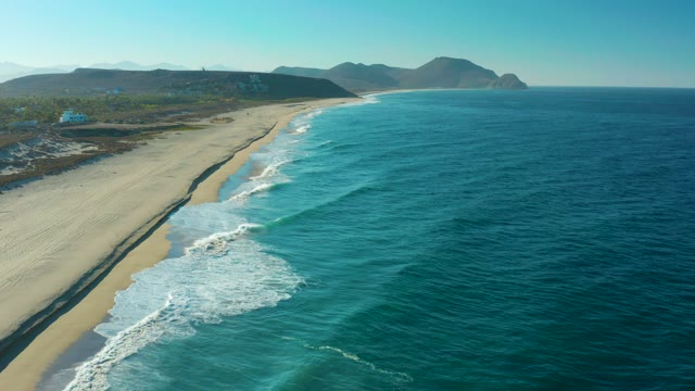 TODOS SANTOS BCS MEXICO-2021: Gentle Ocean Waves Rolling Onto Sandy Beach