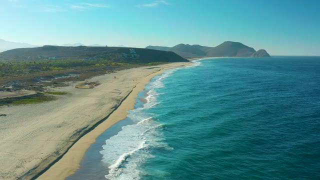 TODOS SANTOS BCS MEXICO-2021: Sandy Beach and Turquoise Ocean with Distant Hills