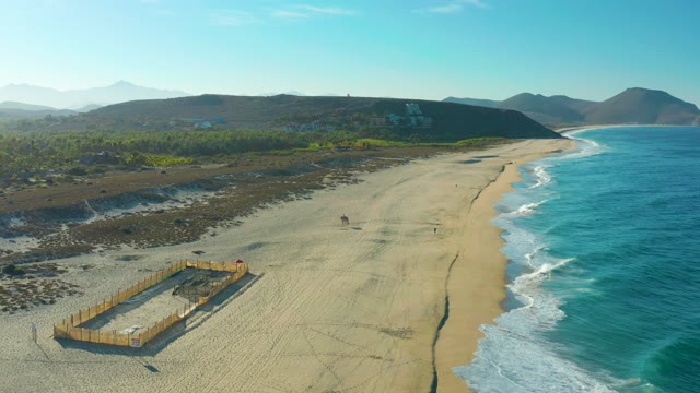 TODOS SANTOS BCS MEXICO-2021: Aerial View of Beach with Sand Pit and Walker