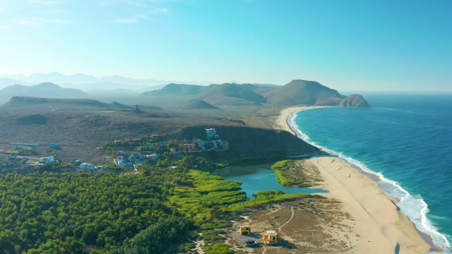 TODOS SANTOS BCS MEXICO-2021: Coastal Beach with Moving Ocean Waves and Lagoon