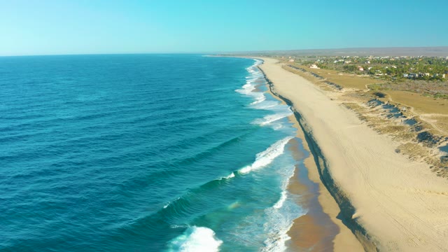 TODOS SANTOS BCS MEXICO-2021: Ocean Waves Approaching Sandy Shore From Above