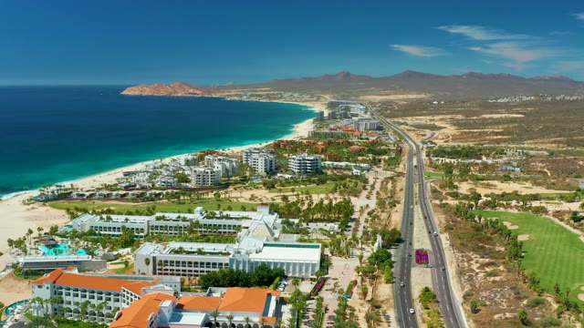 MARQUIS LOS CABOS MEXICO-2021: Coastal Resort Area with Highway and Ocean