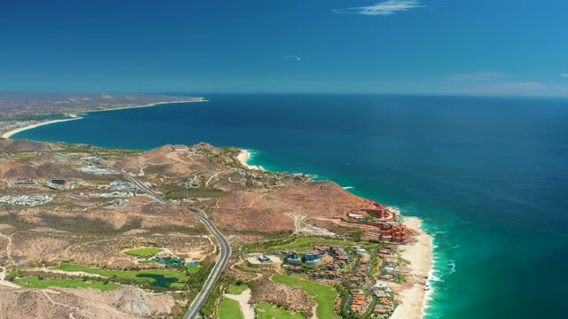 MARQUIS LOS CABOS MEXICO-2021: Coastal Highway with Vehicle in Motion From Above