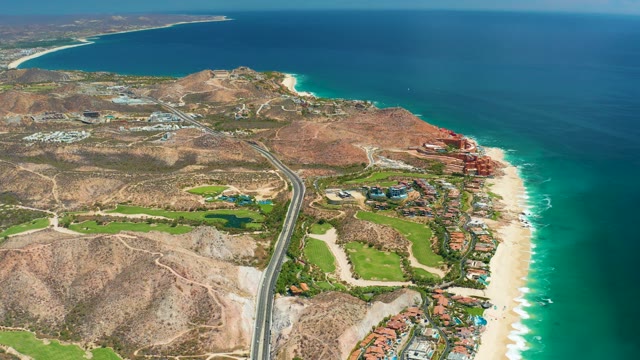 MARQUIS LOS CABOS MEXICO-2021: Coastal Highway and Beachfront From Above