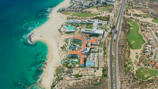 MARQUIS LOS CABOS MEXICO-2021: Coastal Resort with Moving Vehicle and Ocean Waves