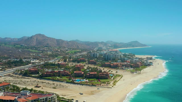 DREAMS LOS CABOS BCS MEXICO-2021: Beachfront Resort and Highway with Moving Traffic