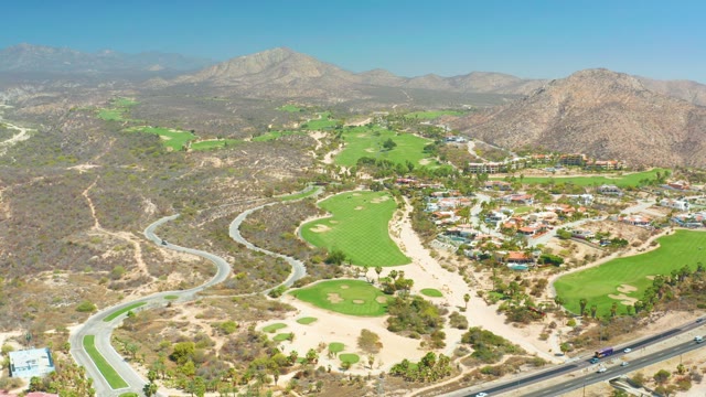 DREAMS LOS CABOS BCS MEXICO-2021: Golf Course and Winding Roads with Moving Traffic