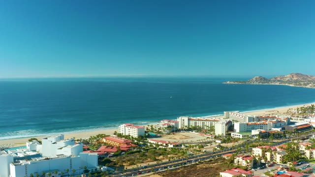 SAN JOSE DEL CABO BCS MEXICO-2021: Panning View of Ocean and Beachfront Development