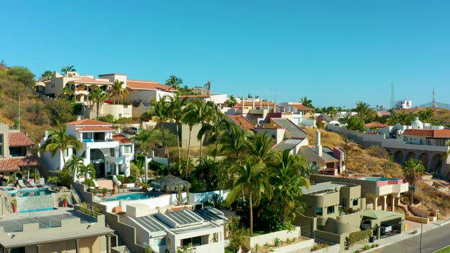 SAN JOSE DEL CABO BCS MEXICO-2021: Residential Neighborhood with Swimming Pools and Road