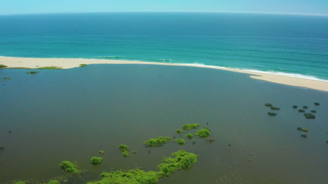SAN JOSE DEL CABO BCS MEXICO-2021: Coastal Lagoon with Sandy Beach and Turquoise Ocean
