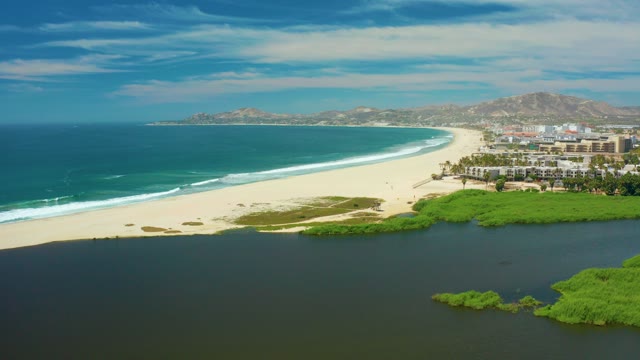 SAN JOSE DEL CABO BCS MEXICO-2021: Sandy Beach and Lagoon with Ocean Waves