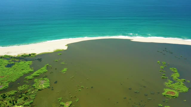 SAN JOSE DEL CABO BCS MEXICO-2021: Lagoon and Ocean Shore with White Sand Beach