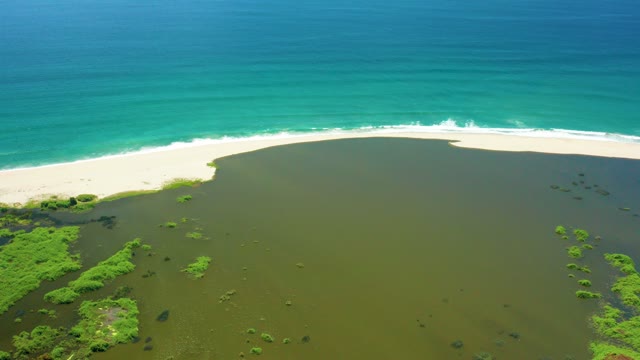 SAN JOSE DEL CABO BCS MEXICO-2021: Lagoon and Sandy Beach at Ocean's Edge