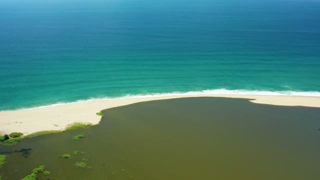 SAN JOSE DEL CABO BCS MEXICO-2021: Coastal Lagoon and Ocean Waves at Shore