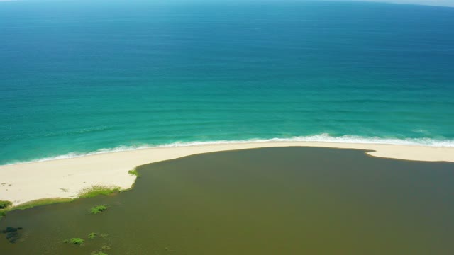 SAN JOSE DEL CABO BCS MEXICO-2021: Sandy Beach Where River Meets Ocean