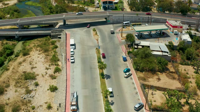 SAN JOSE DEL CABO BCS MEXICO-2021: Vehicles Moving on a Road Under an Overpass