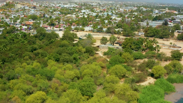 SAN JOSE DEL CABO BCS MEXICO-2021: Residential Neighborhood with Distant Mountains and Tower
