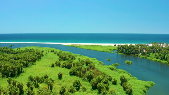 SAN JOSE DEL CABO ESTUARY BCS MEXICO-2021: Coastal River Merging with Ocean