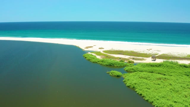 SAN JOSE DEL CABO ESTUARY BCS MEXICO-2021: Sandy Beach and River Inlet with Coastal Vegetation