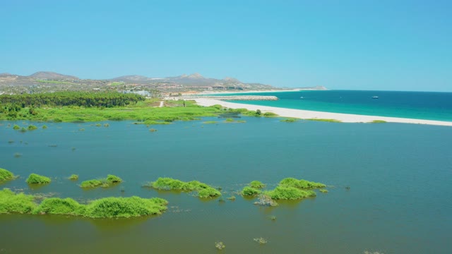 SAN JOSE DEL CABO ESTUARY BCS MEXICO-2021: Coastal Wetlands and Sandy Shore by Turquoise Ocean